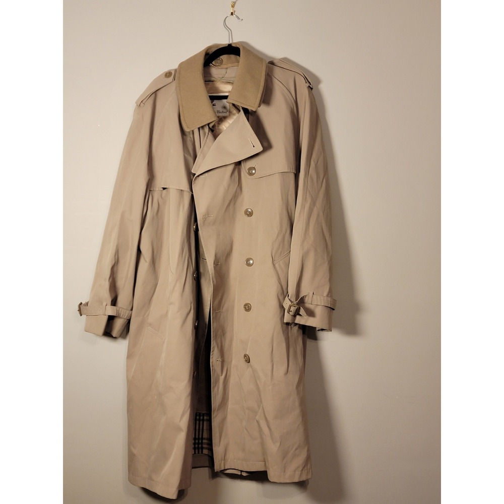 Vintage Misty Harbor Tan Long Double-Breasted ‎ Trench Coat 50R